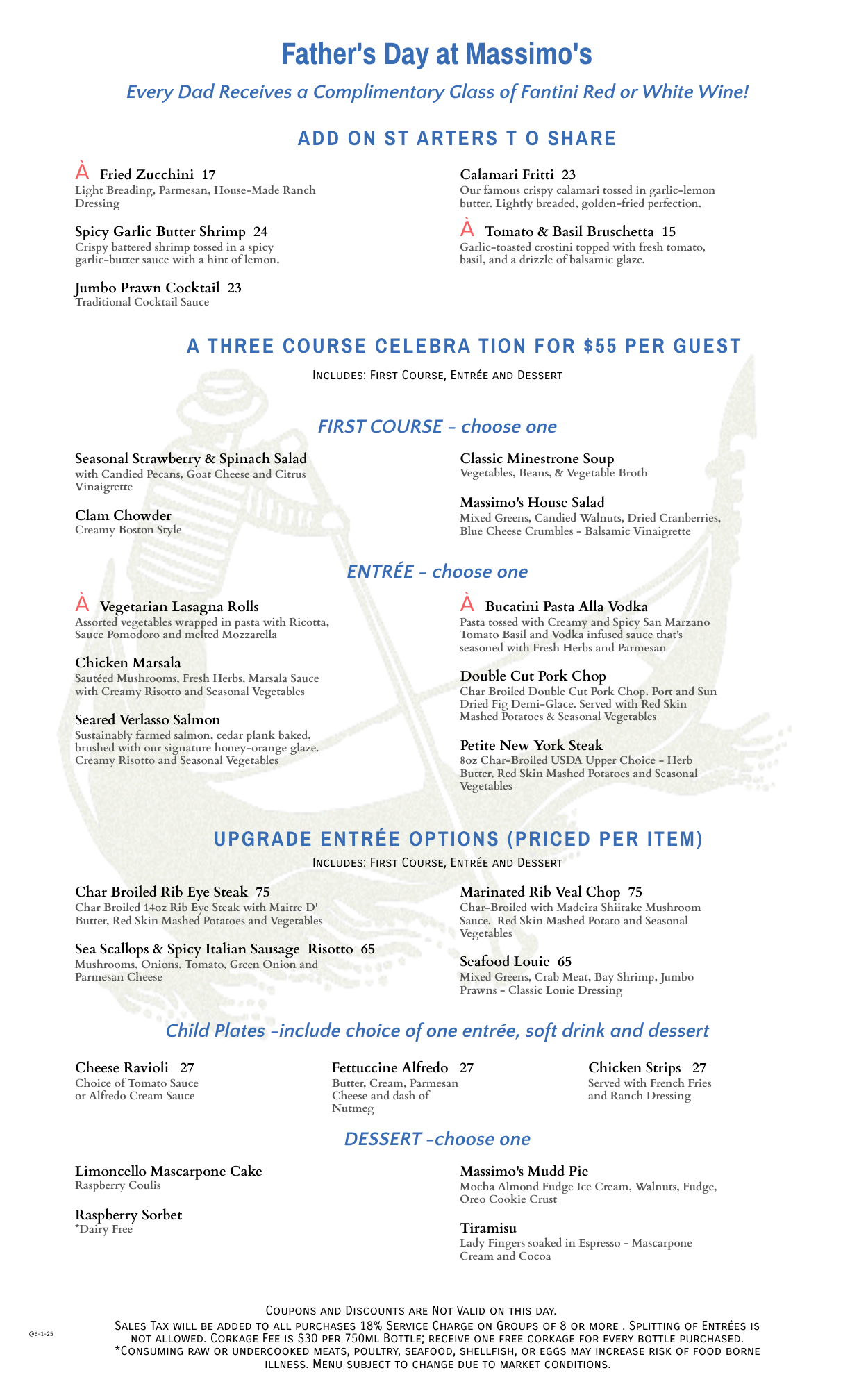 fathers day menu
